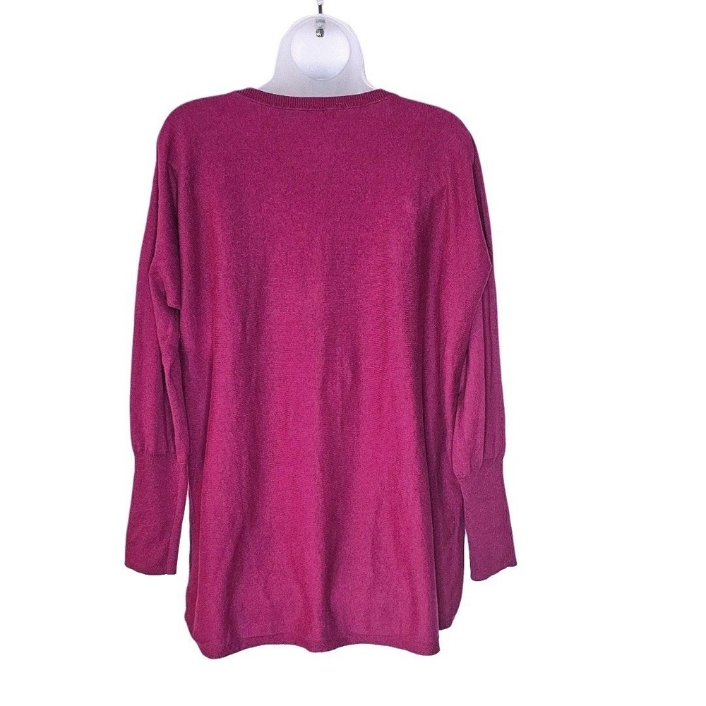 Garnet Hill Organic-Cotton Pocket Detail‎ Tunic Sweater Magenta Relaxed Fit Sz M - Picture 7 of 10